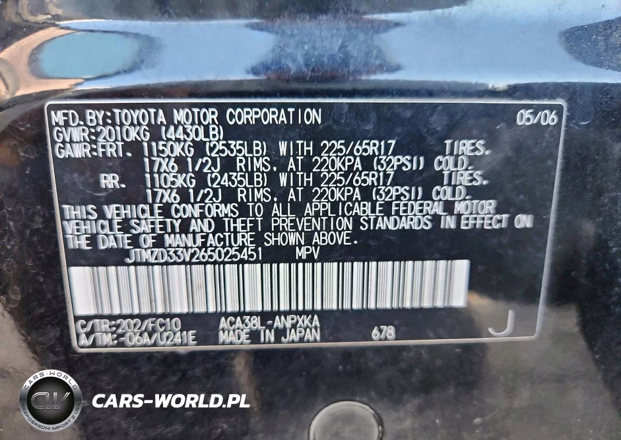 2006 Toyota Rav4 Base VIN:JTMZD33V265025451 - 12