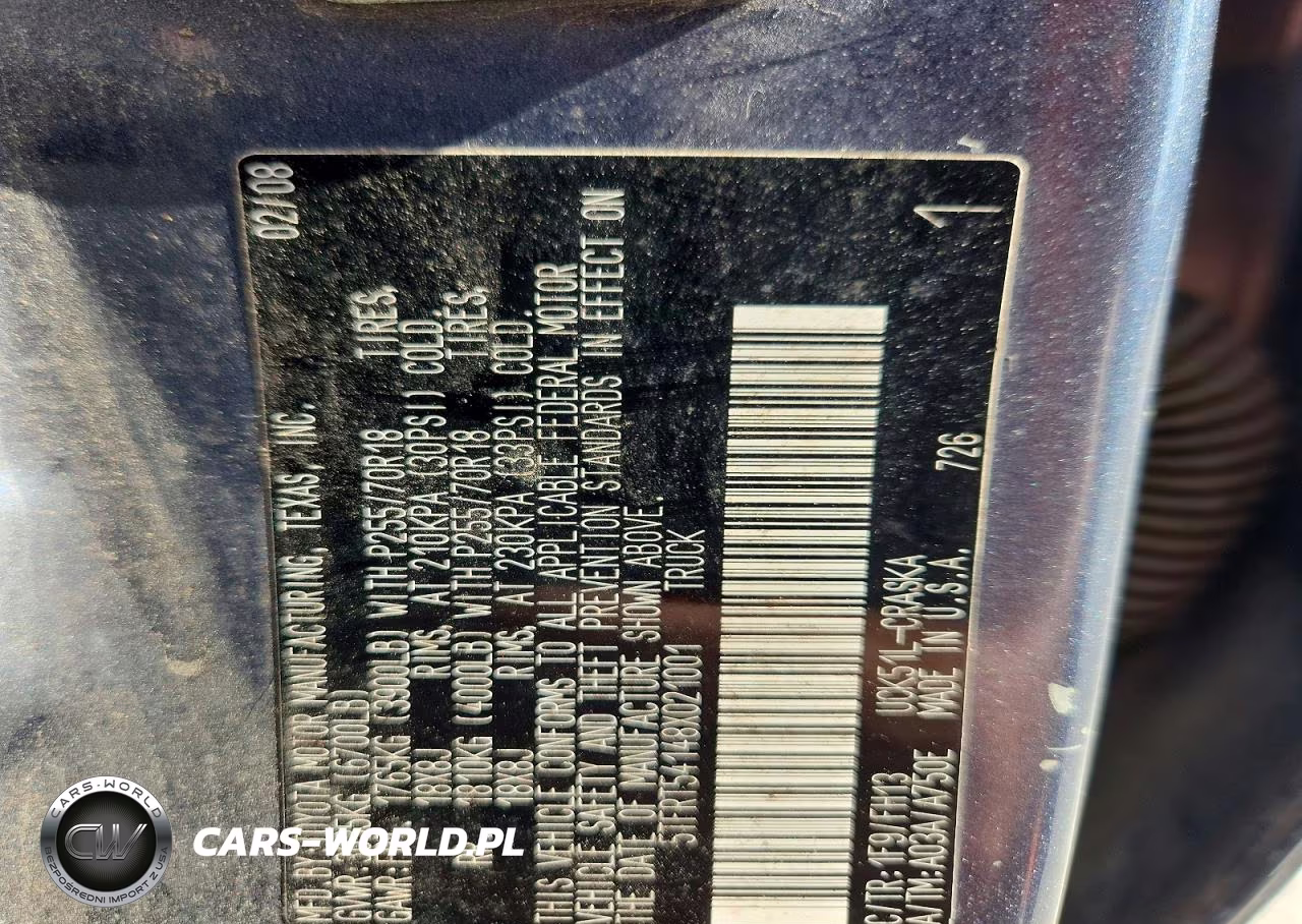 2008 Toyota Tundra Grade VIN:5TFRT54148X021001 - 12