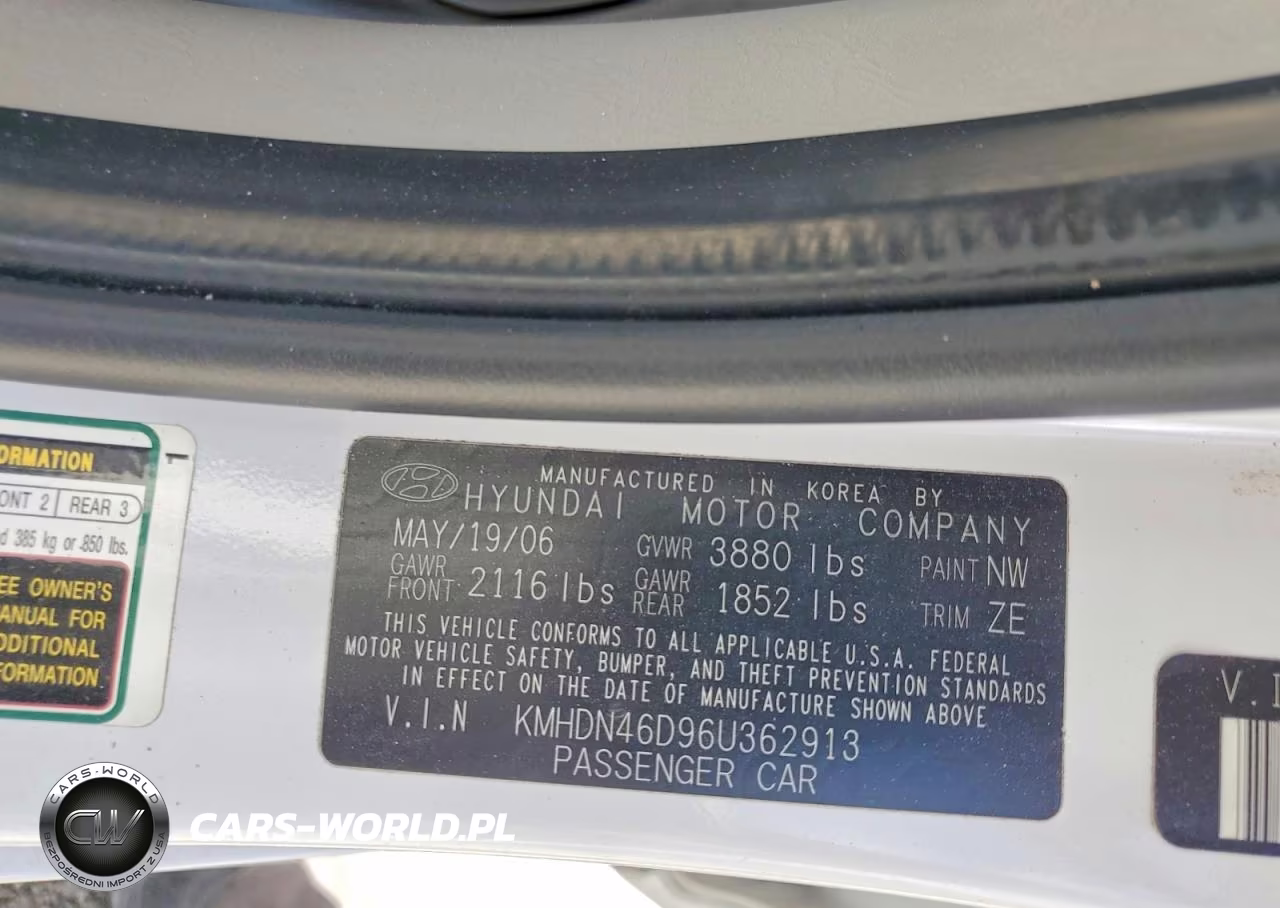 2006 Hyundai Elantra Gls VIN:KMHDN46D96U362913 - 12