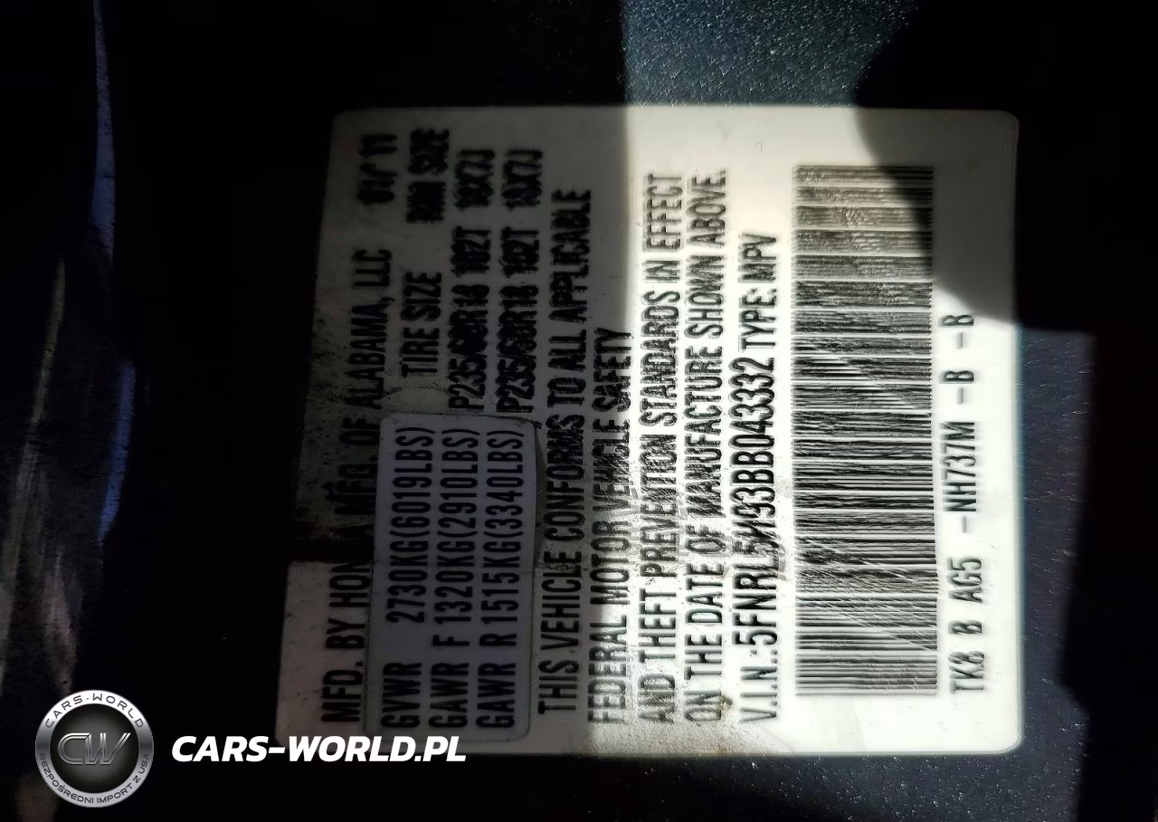 2011 Honda Odyssey Touring VIN:5FNRL5H93BB043332 - 13