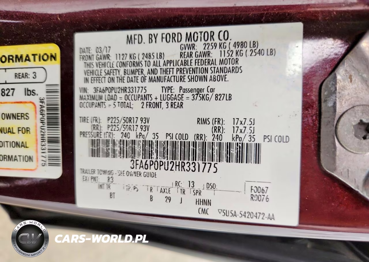 2017 Ford Fusion Se Phev VIN:3FA6P0PU2HR331775 - 12