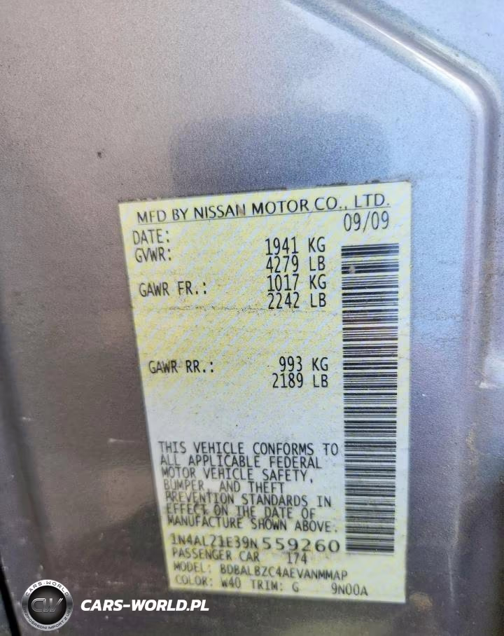 2009 Nissan Altima 2.5 VIN:1N4AL21E39N559260 - 12