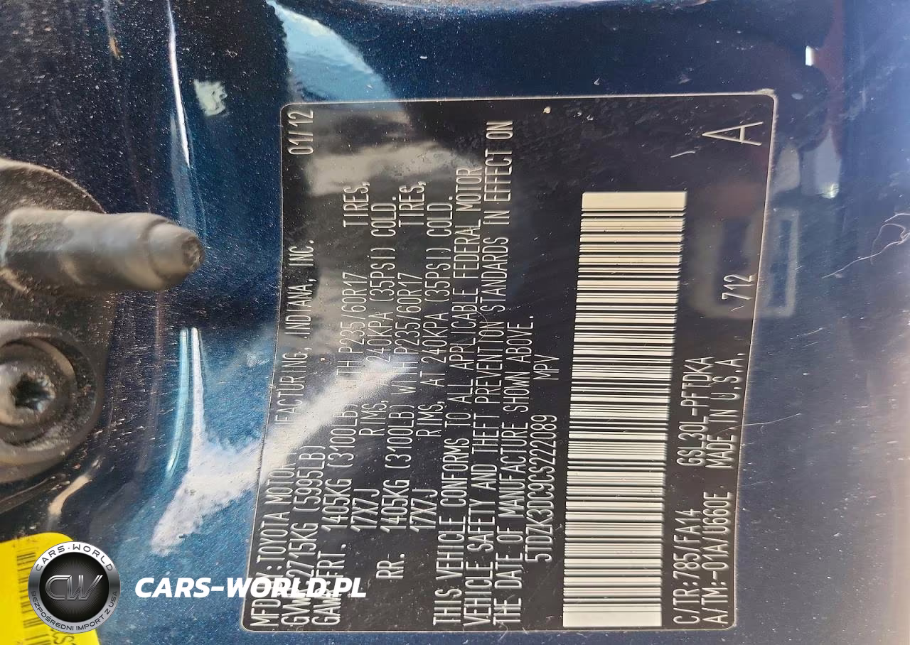 2012 Toyota Sienna Base 7-Passenger VIN:5TDZK3DC9CS222089 - 14