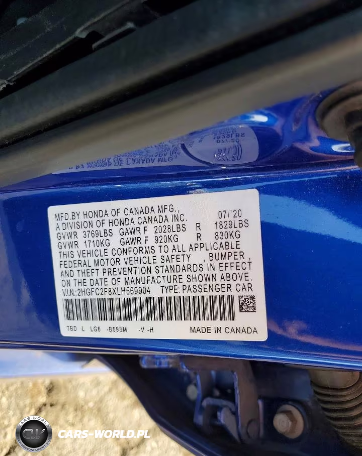 2020 Honda Civic Sport VIN:2HGFC2F8XLH569904 - 12
