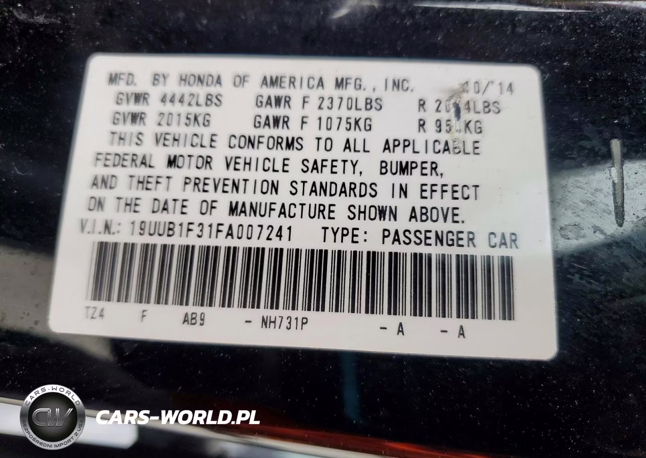 2015 Acura Tlx VIN:19UUB1F31FA007241 - 14
