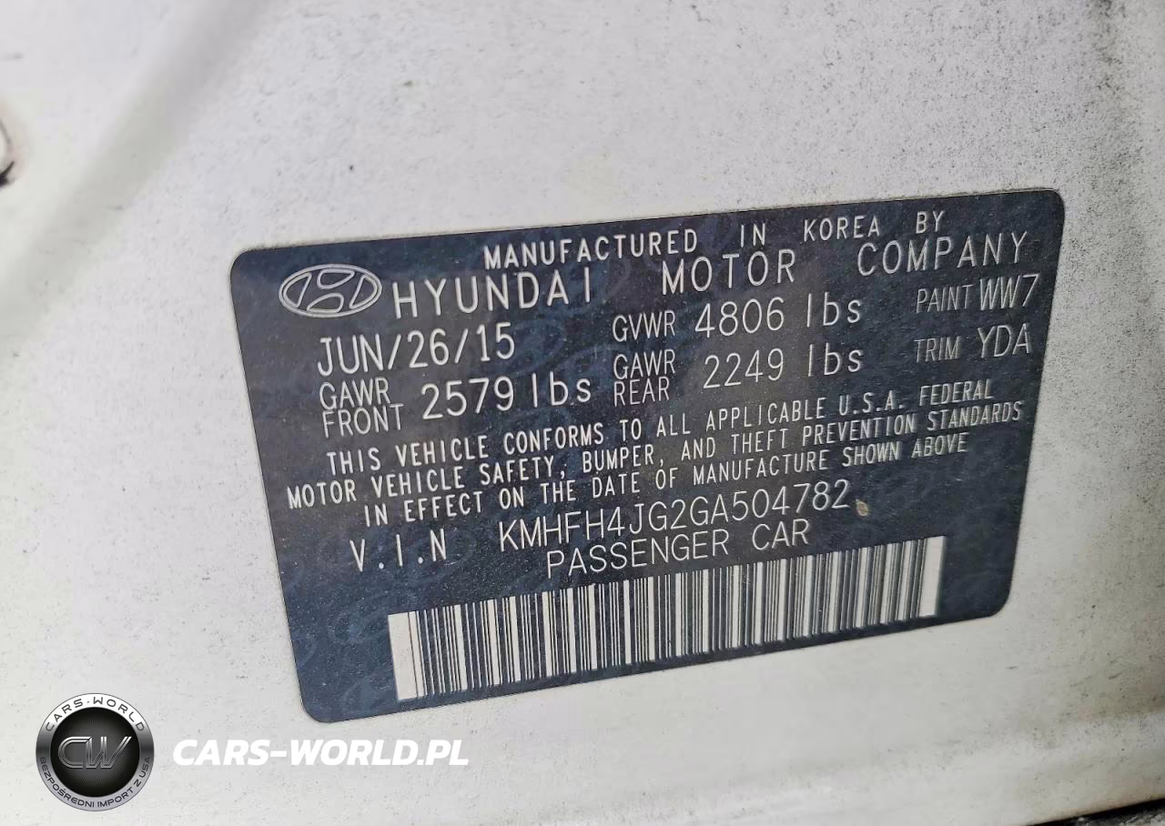 2016 Hyundai Azera Limited VIN:KMHFH4JG2GA504782 - 12