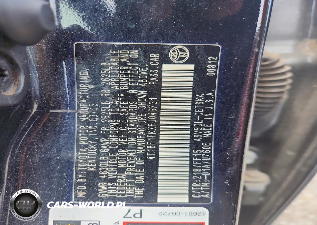 2015 Toyota Camry Se VIN:4T1BF1FKXFU046731 - 12