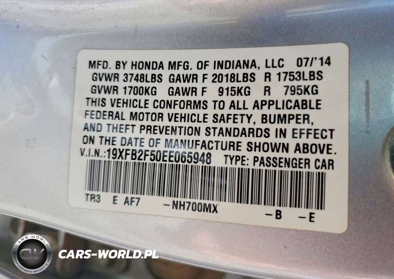 2014 Honda Civic Lx VIN:19XFB2F50EE065948 - 12