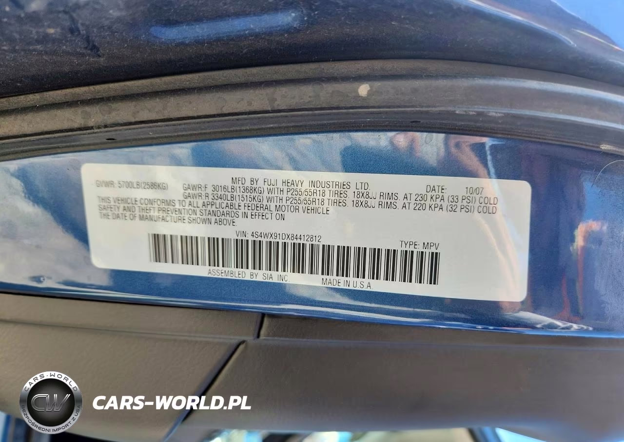 2008 Subaru Tribeca VIN:4S4WX91DX84412812 - 13
