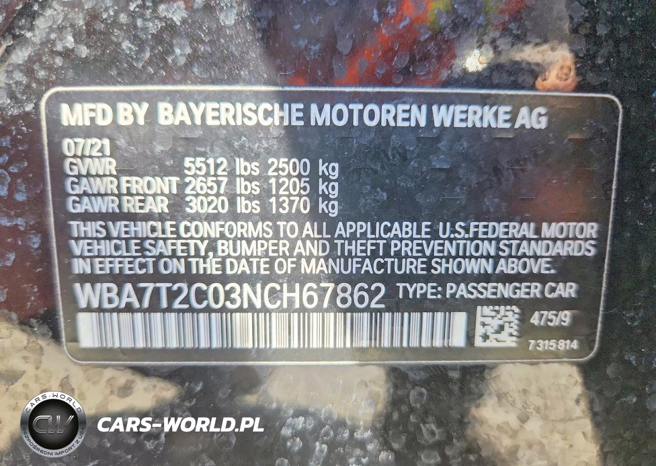 2022 BMW 740 I VIN:WBA7T2C03NCH67862 - 12