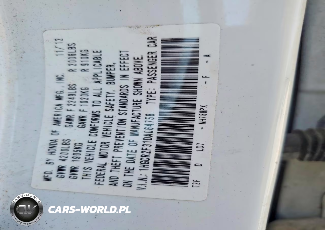 2013 Honda Accord Lx VIN:1HGCR2F31DA064758 - 12