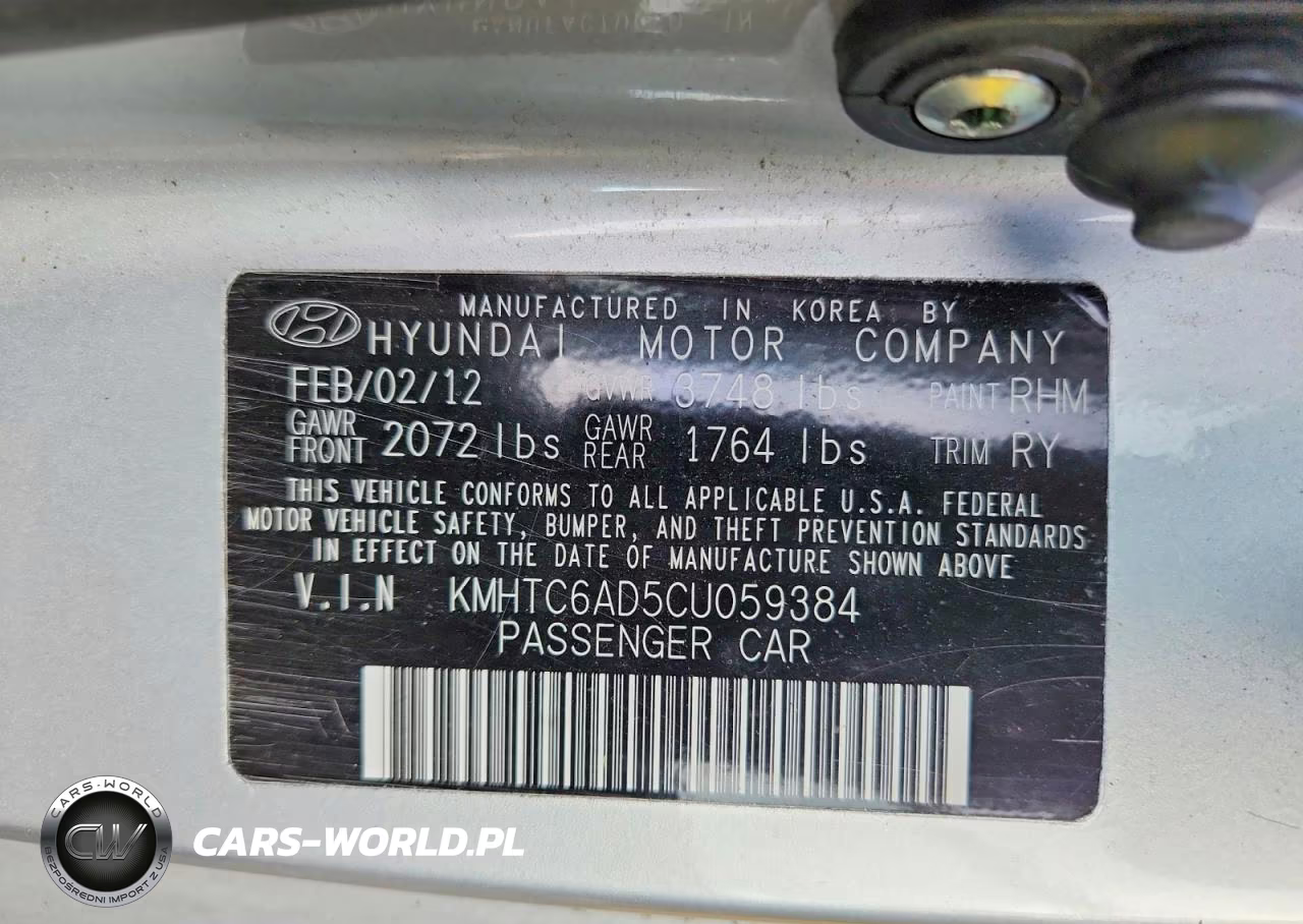 2012 Hyundai Veloster Base VIN:KMHTC6AD5CU059384 - 12