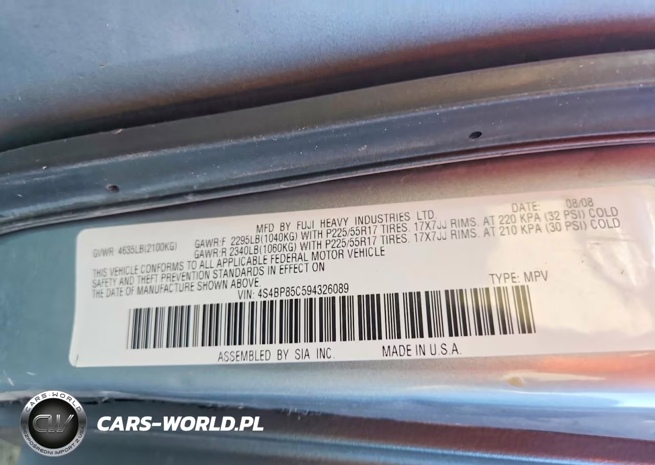 2009 Subaru Outback 3.0R VIN:4S4BP85C594326089 - 13