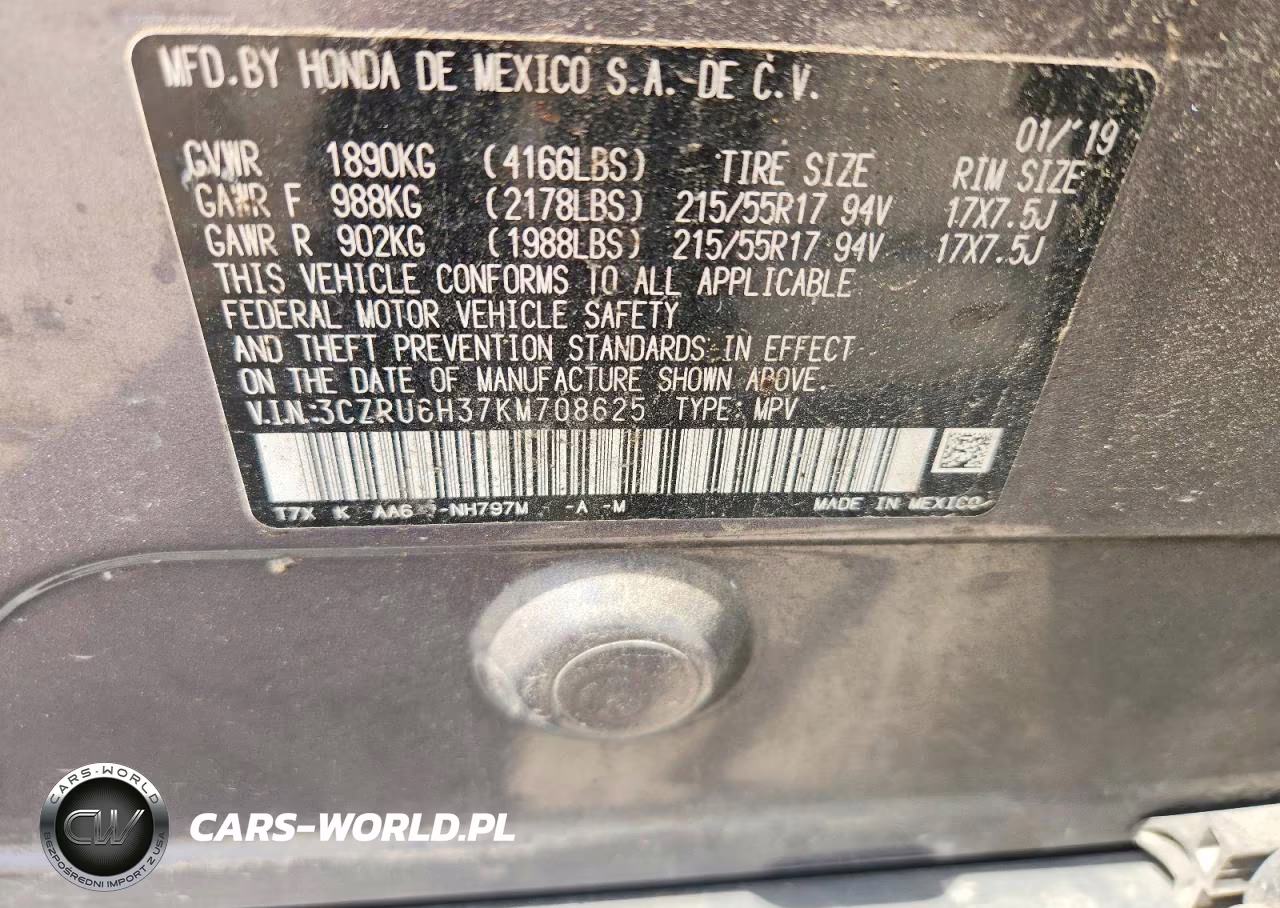 2019 Honda Hr-V Lx VIN:3CZRU6H37KM708625 - 13
