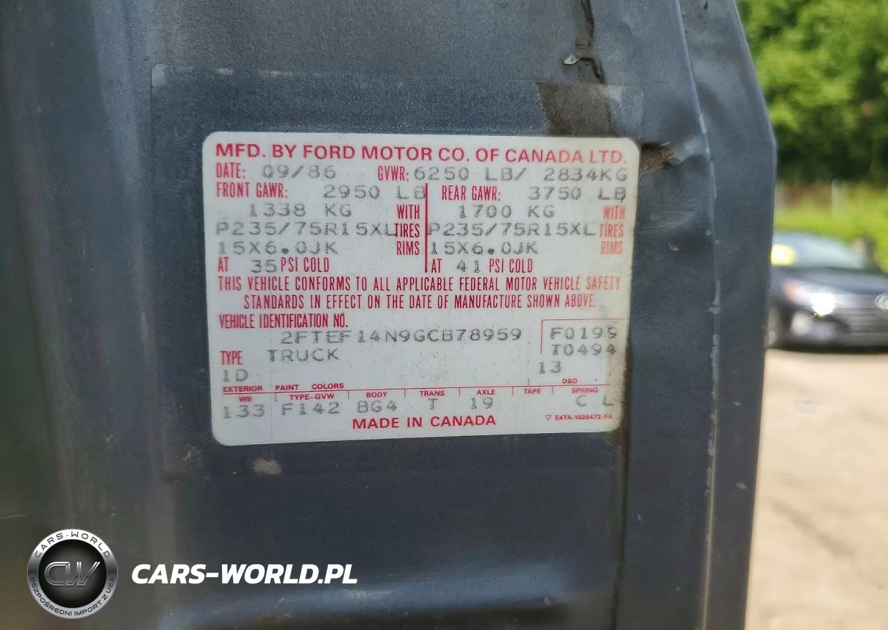 1986 Ford F150 VIN:2FTEF14N9GCB78959 - 12