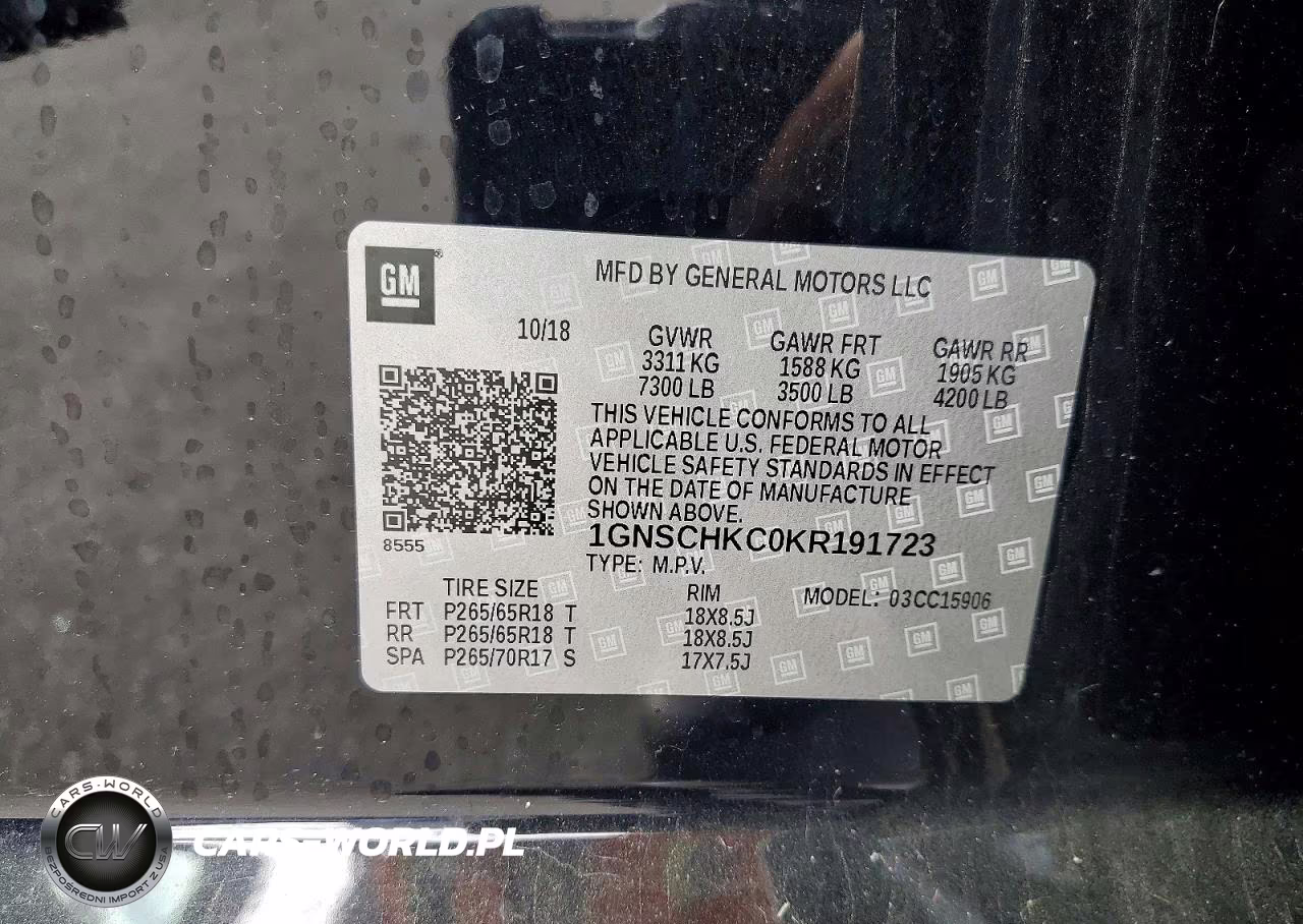 2019 Chevrolet Suburban C1500 Lt VIN:1GNSCHKC0KR191723 - 13