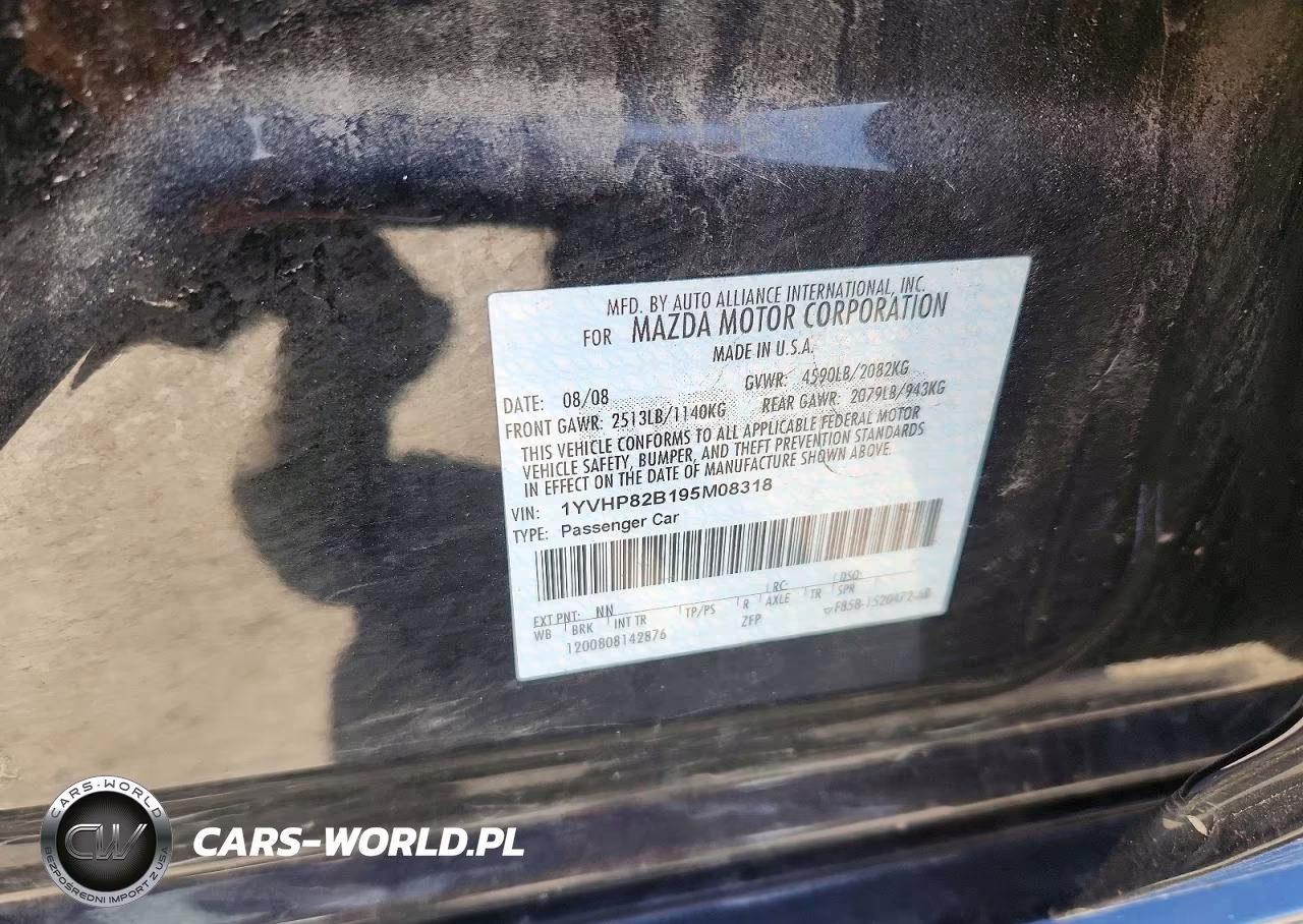 2009 Mazda Mazdaspeed6 VIN:1YVHP82B195M08318 - 12