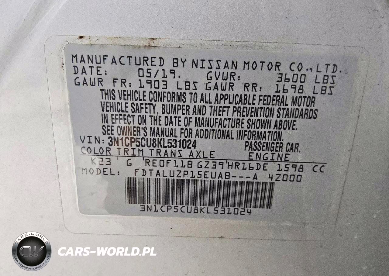 2019 Nissan Kicks Sr VIN:3N1CP5CU8KL531024 - 12