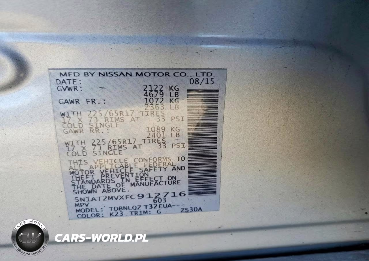 2015 Nissan Rogue Sv VIN:5N1AT2MVXFC912716 - 13