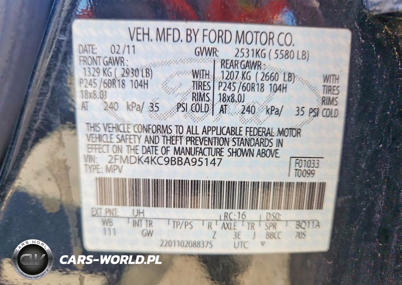 2011 Ford Edge Limited VIN:2FMDK4KC9BBA95147 - 13