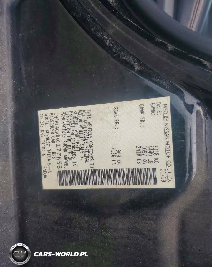 2019 Nissan Altima Sr VIN:1N4BL4CW8KC177653 - 12
