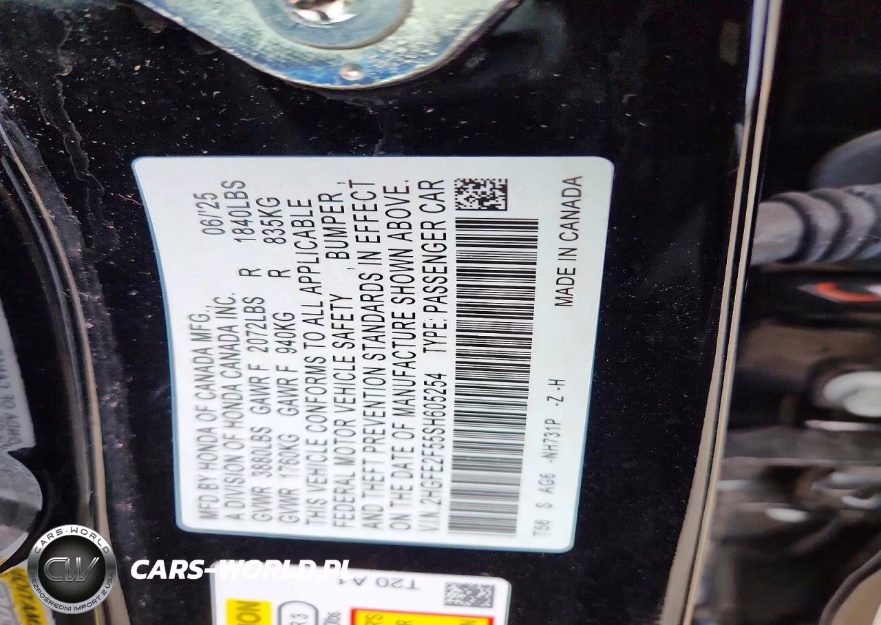 2025 Honda Civic Sport VIN:2HGFE2F55SH605254 - 12