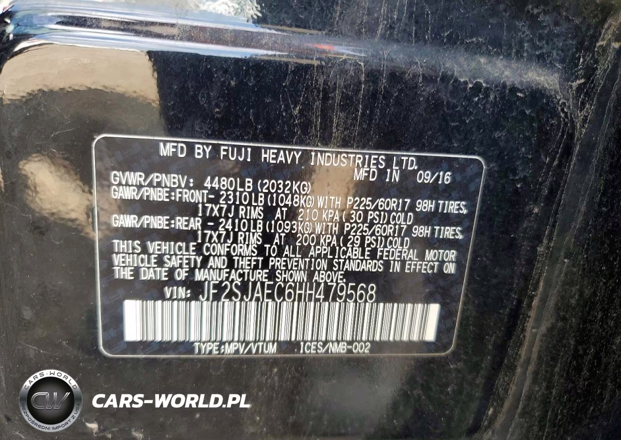 2017 Subaru Forester 2.5I Premium VIN:JF2SJAEC6HH479568 - 12