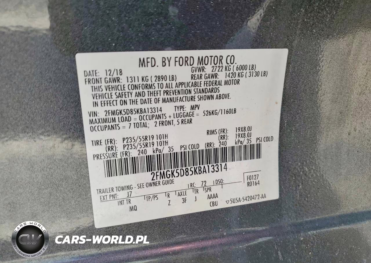 2019 Ford Flex Limited VIN:2FMGK5D85KBA13314 - 13
