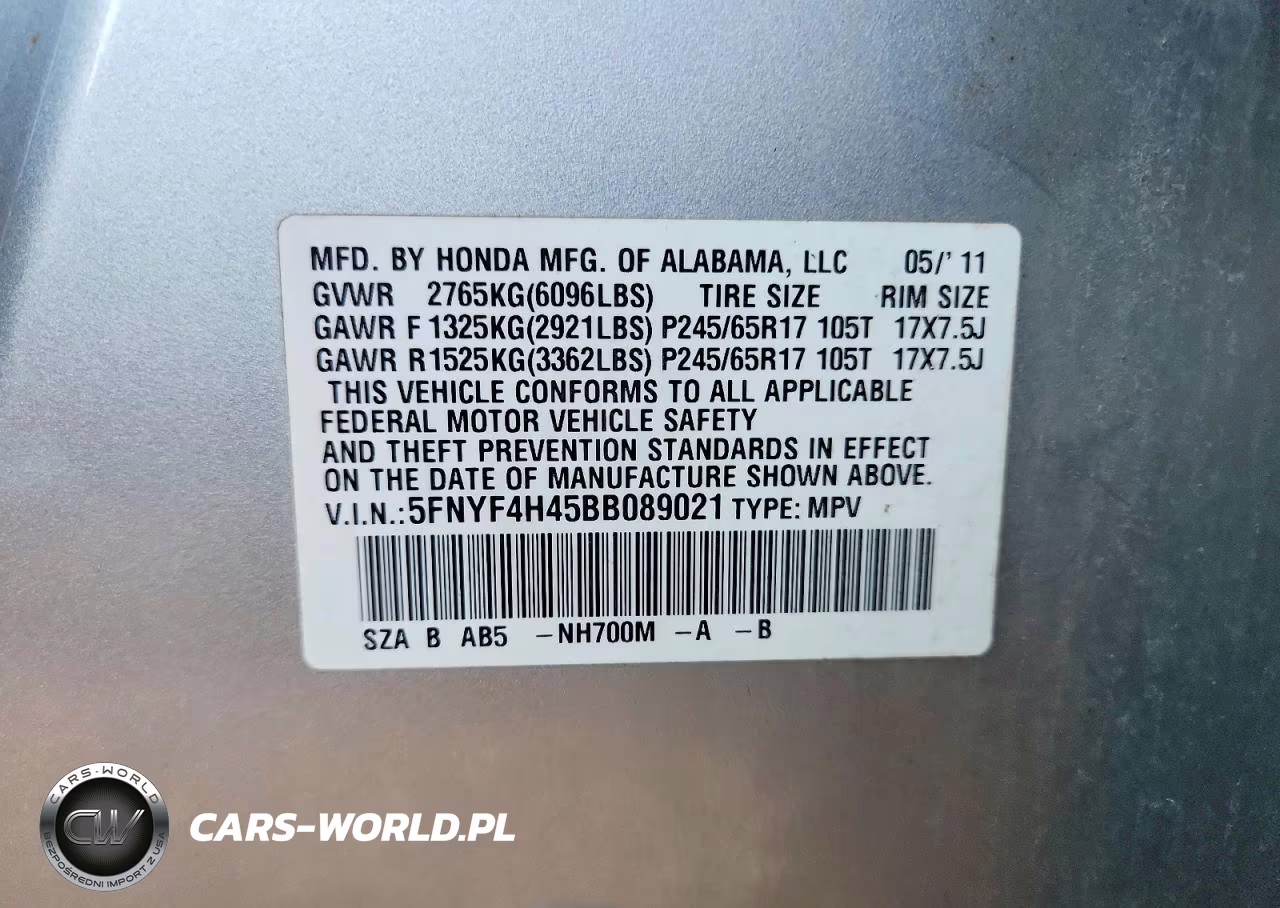2011 Honda Pilot Ex VIN:5FNYF4H45BB089021 - 12