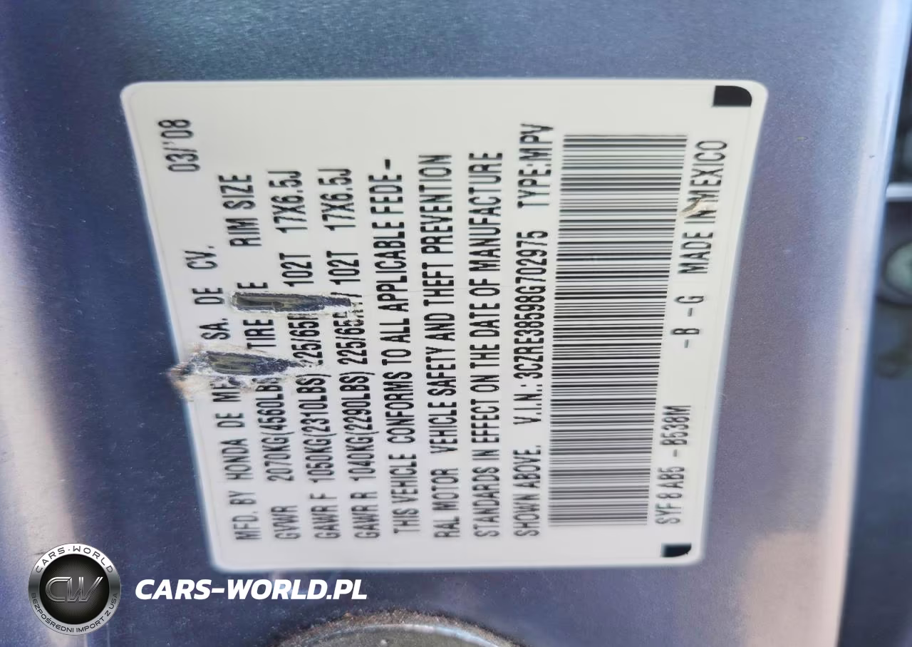 2008 Honda Cr-V Ex VIN:3CZRE38598G702975 - 14