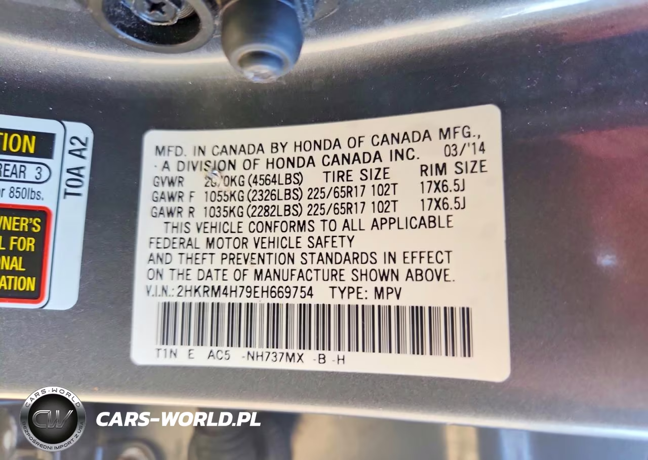 2014 Honda Cr-V Exl VIN:2HKRM4H79EH669754 - 13
