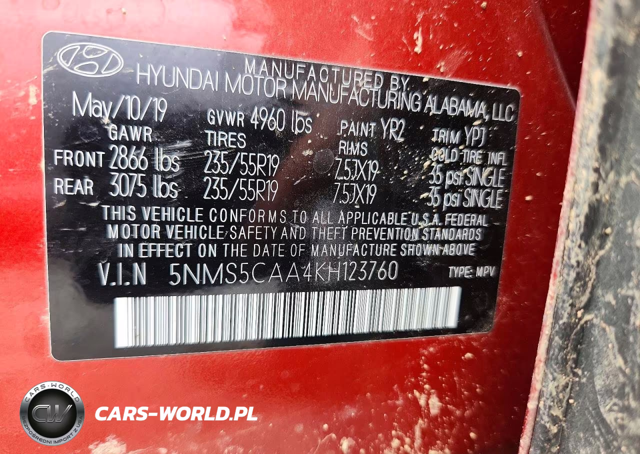 2019 Hyundai Santa Fe Limited 2.0T VIN:5NMS5CAA4KH123760 - 13