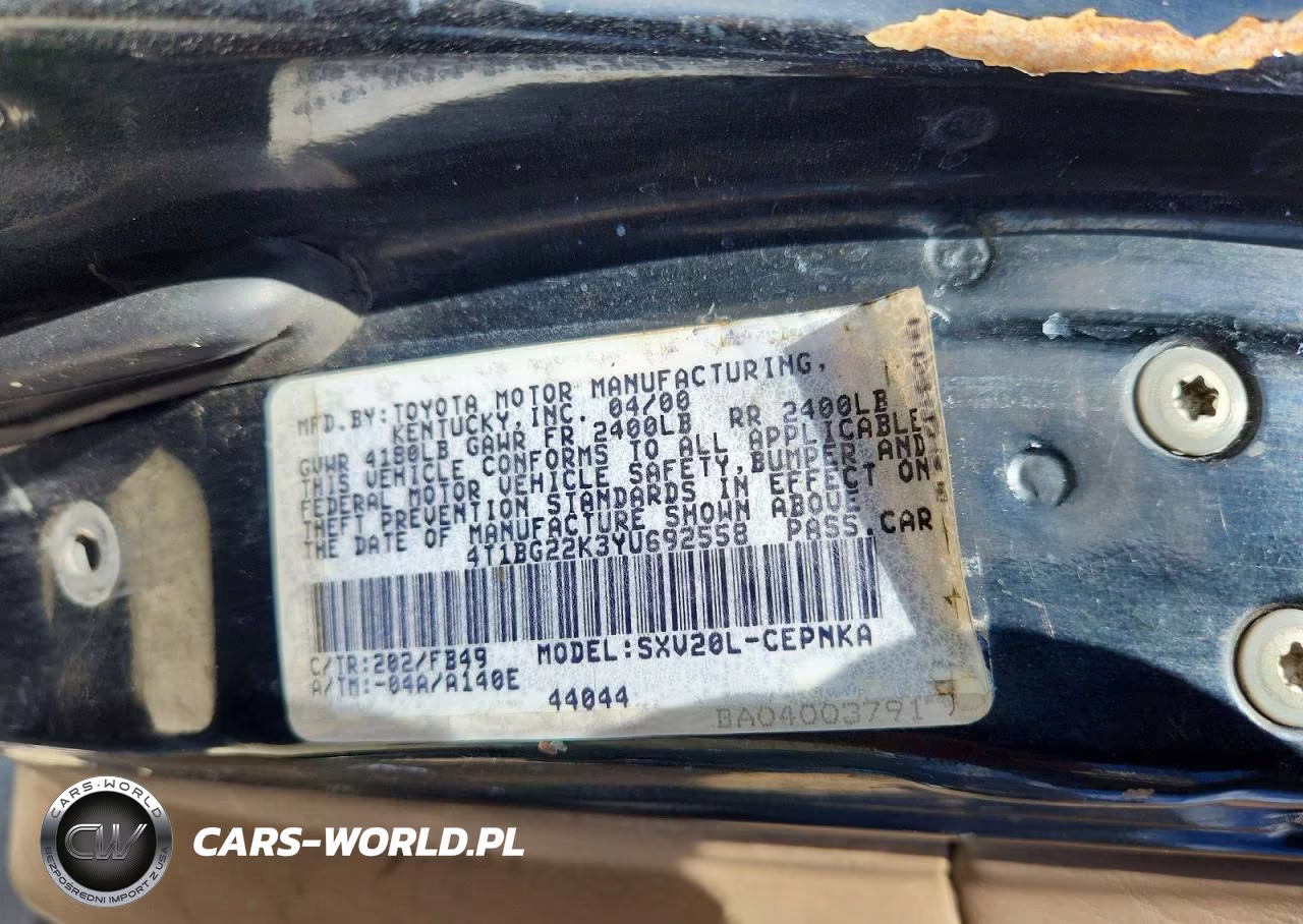 2000 Toyota Camry Le VIN:4T1BG22K3YU692558 - 13