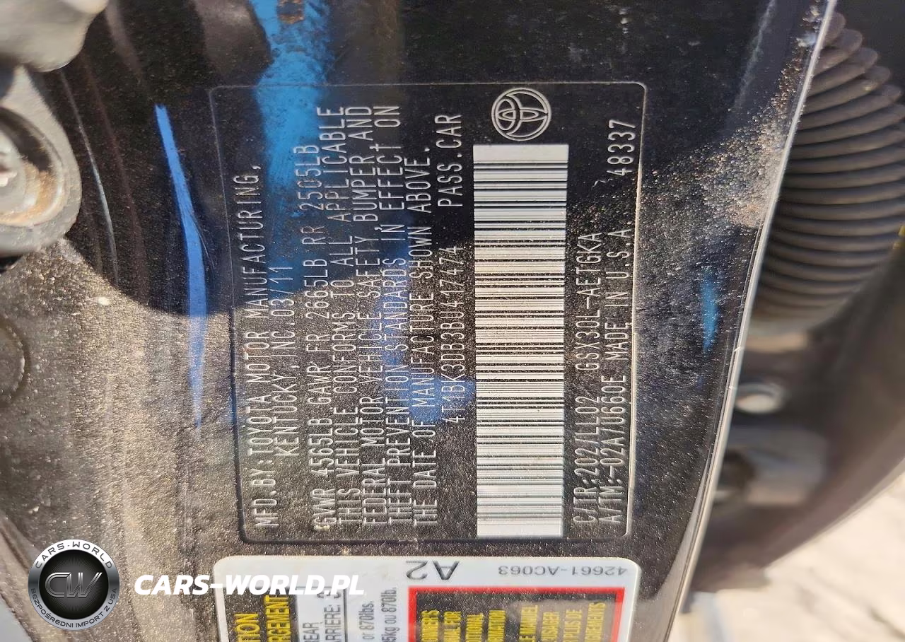 2011 Toyota Avalon Base VIN:4T1BK3DB3BU417474 - 13