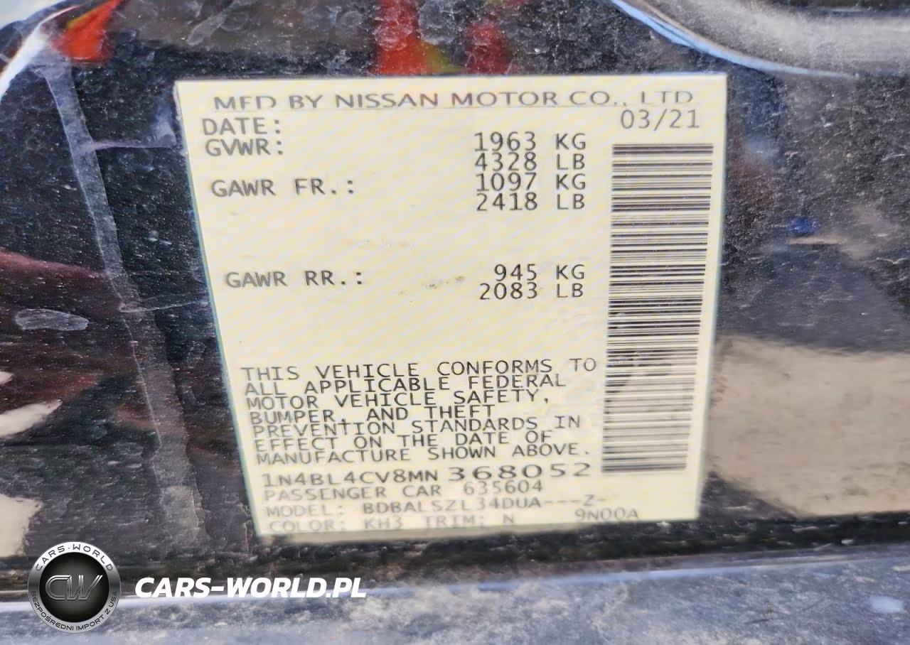 2021 Nissan Altima Sr VIN:1N4BL4CV8MN368052 - 12