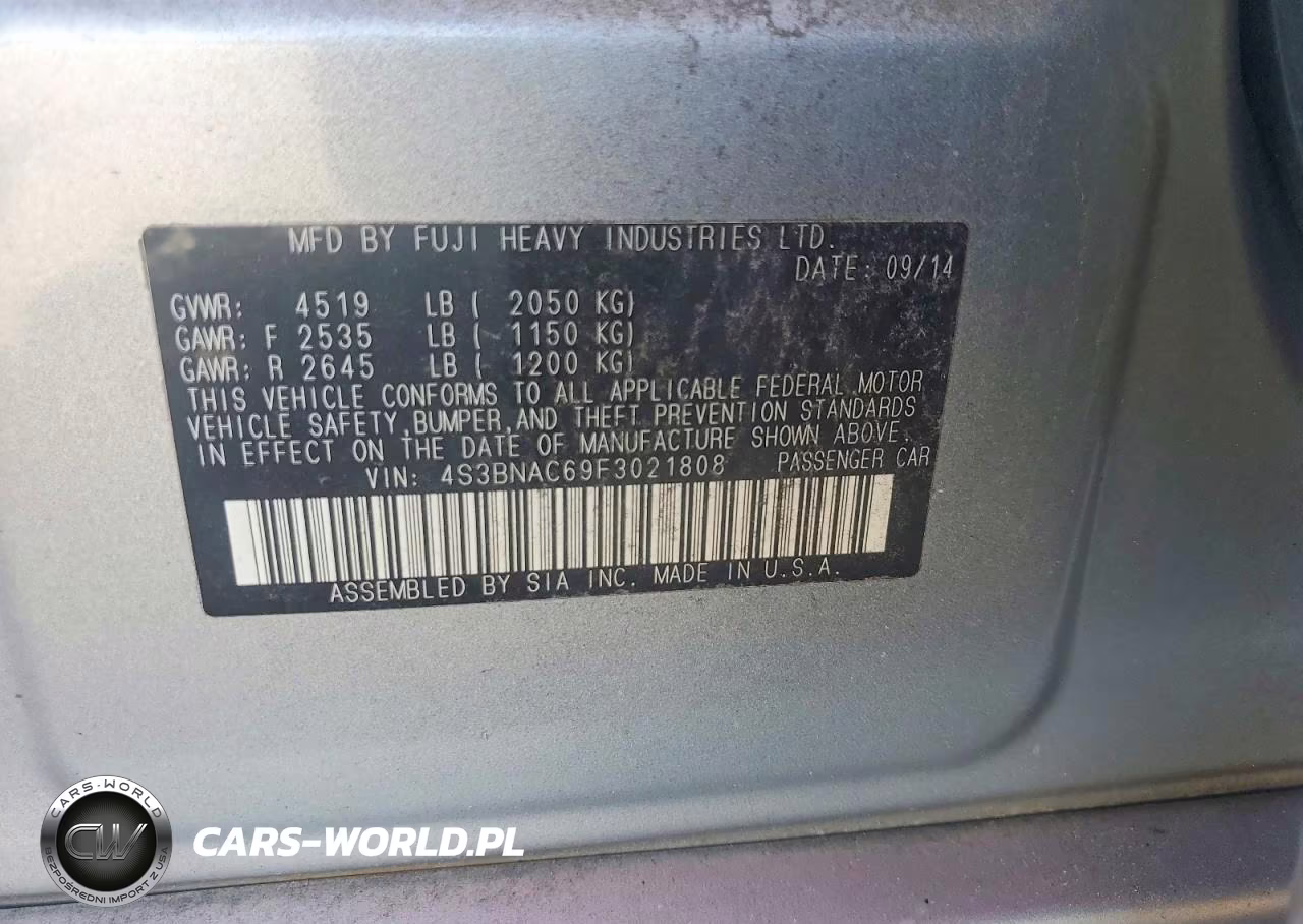 2015 Subaru Legacy 2.5I Premium VIN:4S3BNAC69F3021808 - 12