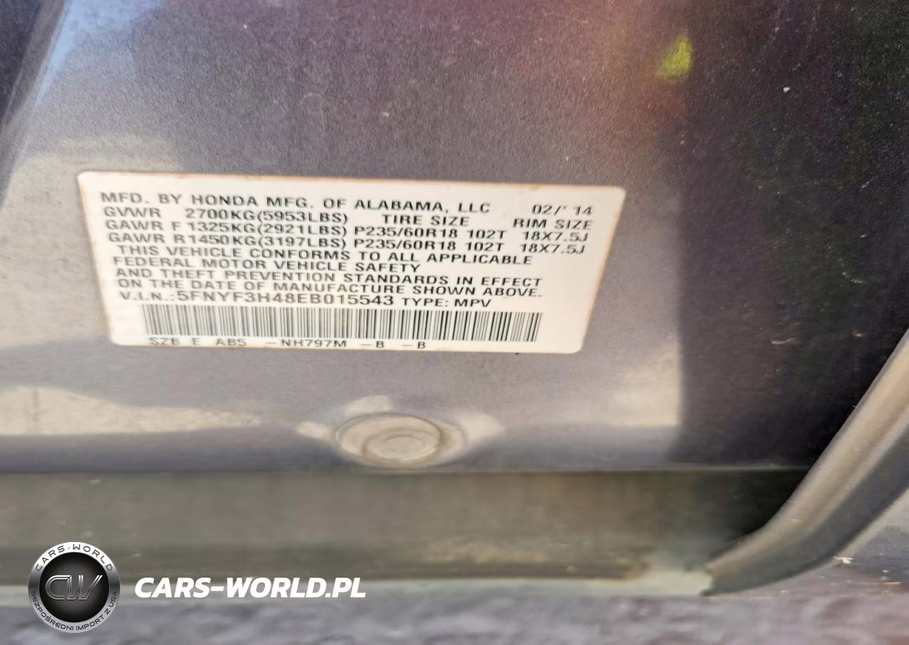 2014 Honda Pilot Ex VIN:5FNYF3H48EB015543 - 13