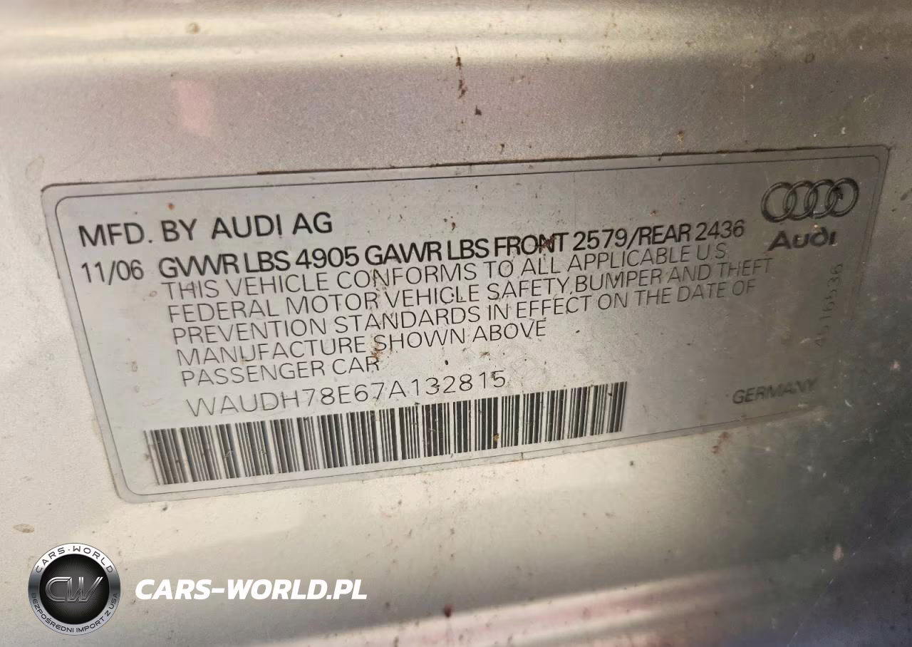 2007 Audi A4 3.2 Quattro VIN:WAUDH78E67A132815 - 12