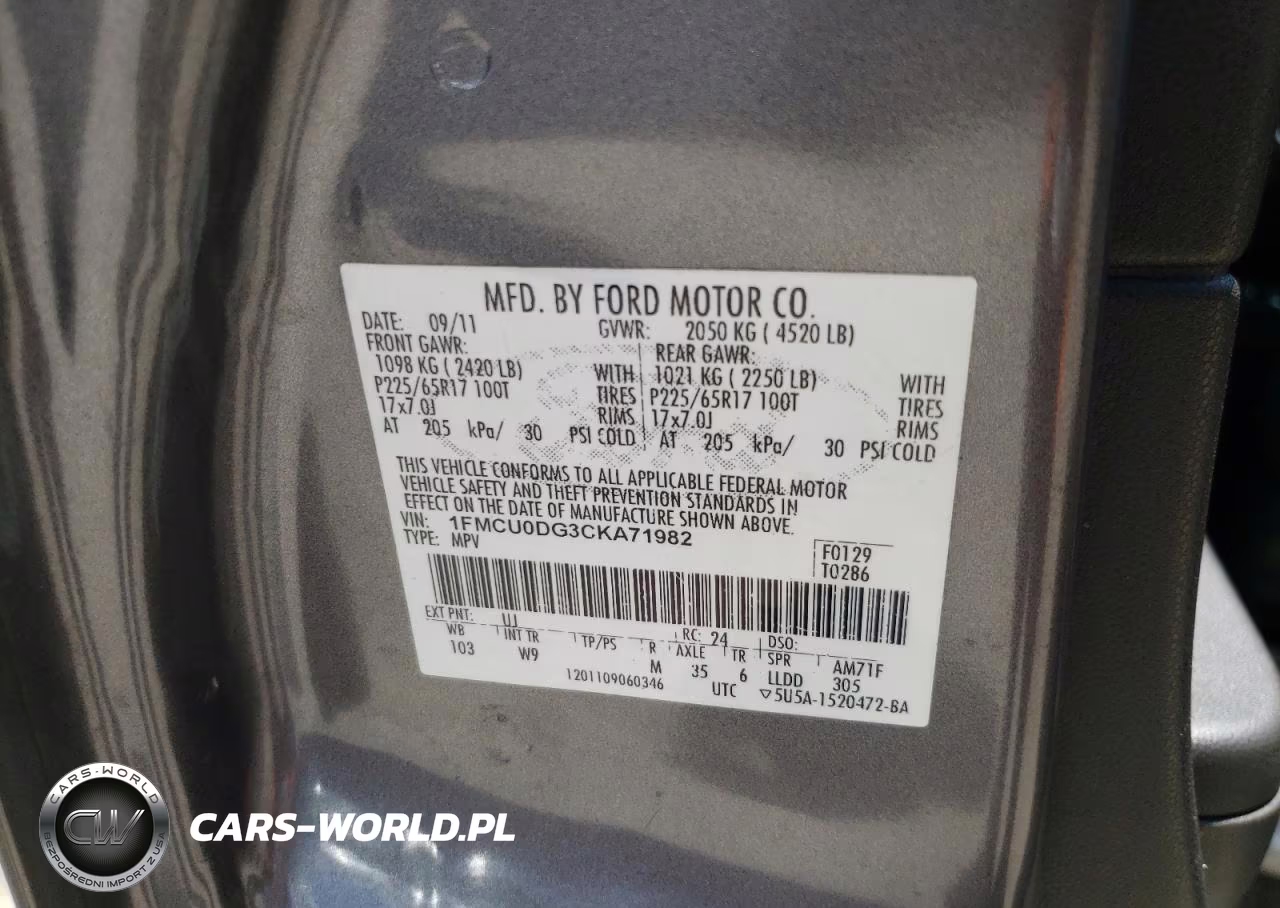 2012 Ford Escape Xlt VIN:1FMCU0DG3CKA71982 - 13