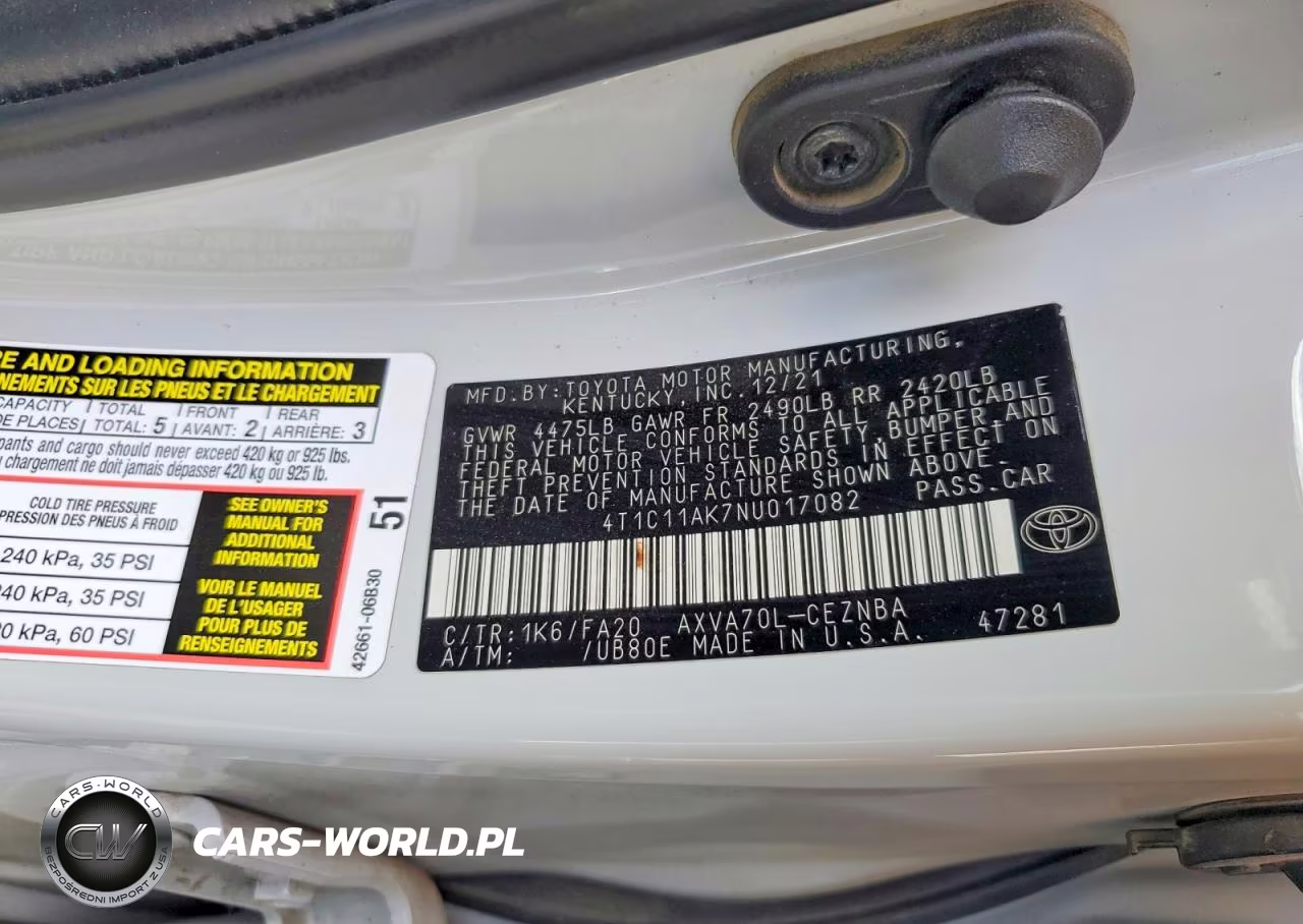 2022 Toyota Camry Le VIN:4T1C11AK7NU017082 - 12