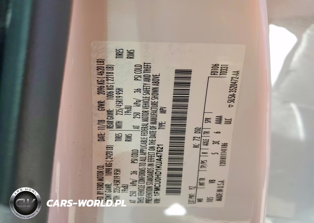 2019 Ford Escape Sel VIN:1FMCU0HD1KUA47621 - 14