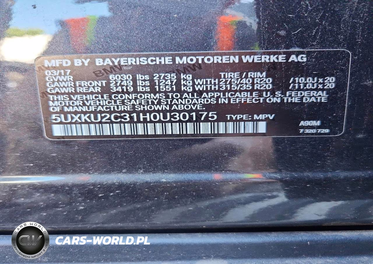2017 BMW X6 xDrive35I VIN:5UXKU2C31H0U30175 - 13