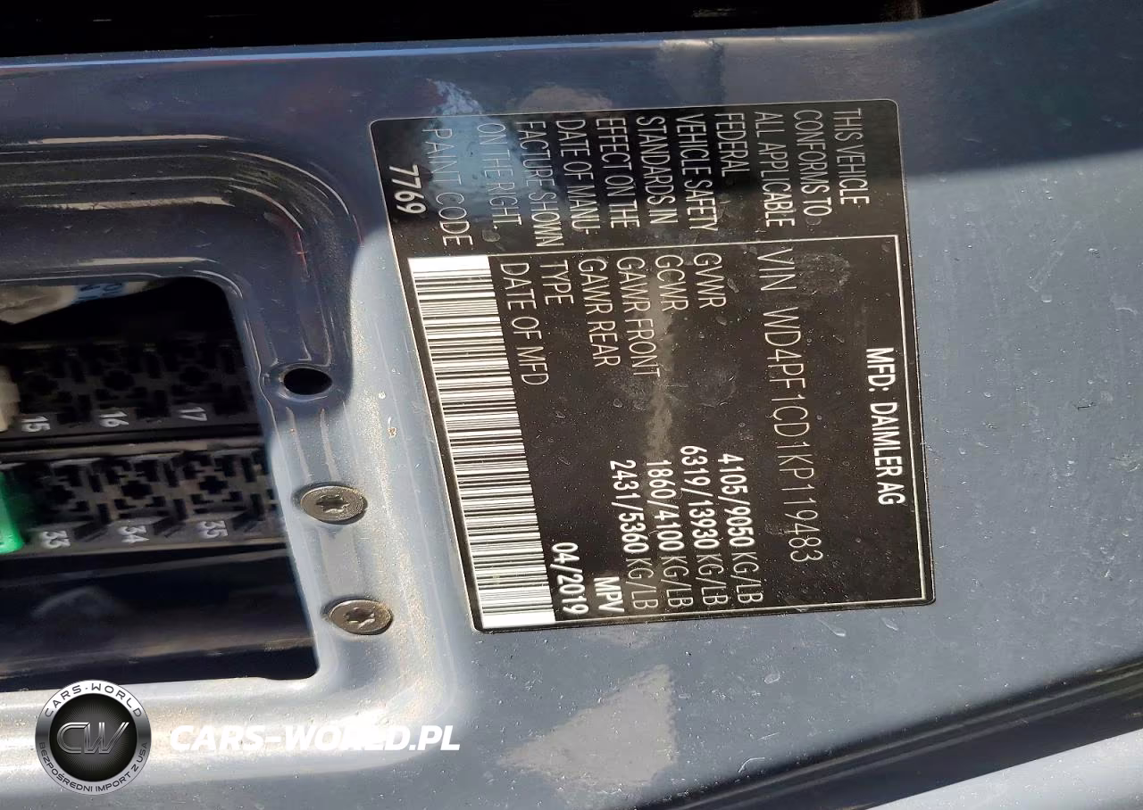 2019 Mercedes-Benz Sprinter 2500-3500 VIN:WD4PF1CD1KP119483 - 12