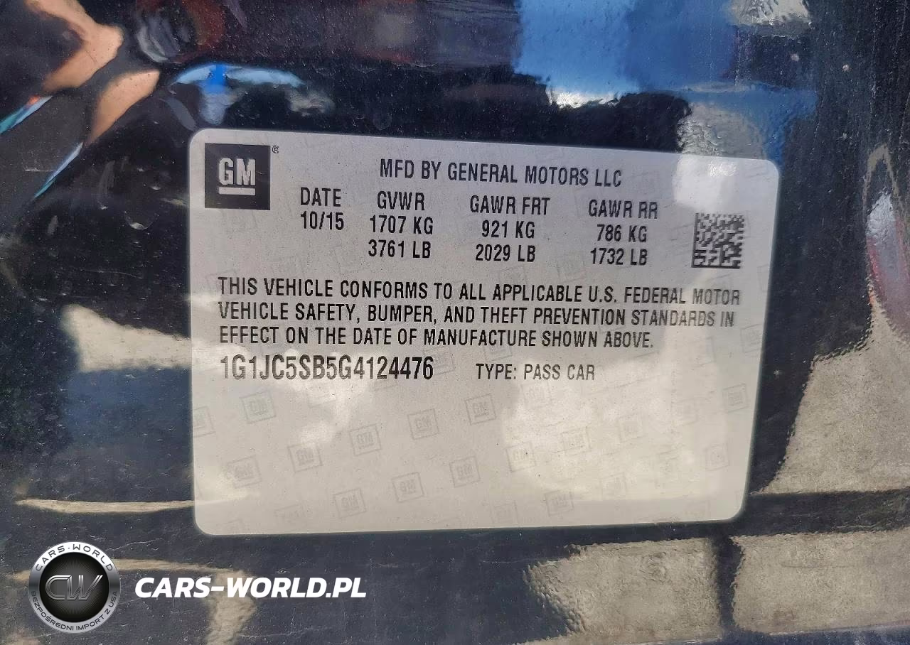 2016 Chevrolet Sonic Lt VIN:1G1JC5SB5G4124476 - 12