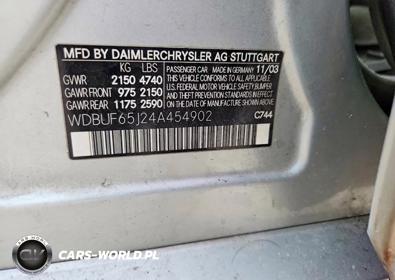 2004 Mercedes-Benz E 320 VIN:WDBUF65J24A454902 - 12
