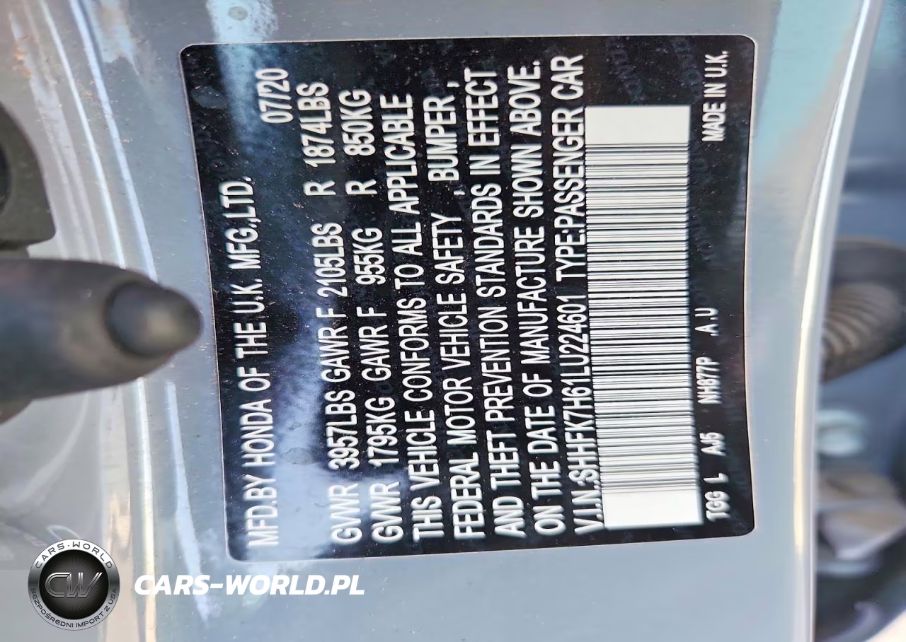 2020 Honda Civic Ex VIN:SHHFK7H61LU224601 - 12