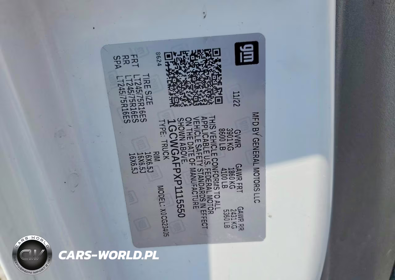 2023 Chevrolet Express 2500 Cargo Delivery Van VIN:1GCWGAFPXP1115550 - 13