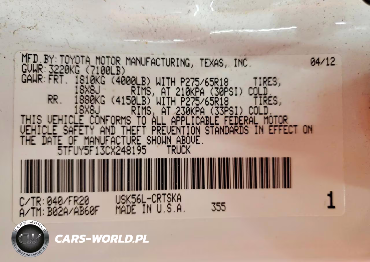 2012 Toyota Tundra Double Cab Sr5 VIN:5TFUY5F13CX248195 - 12