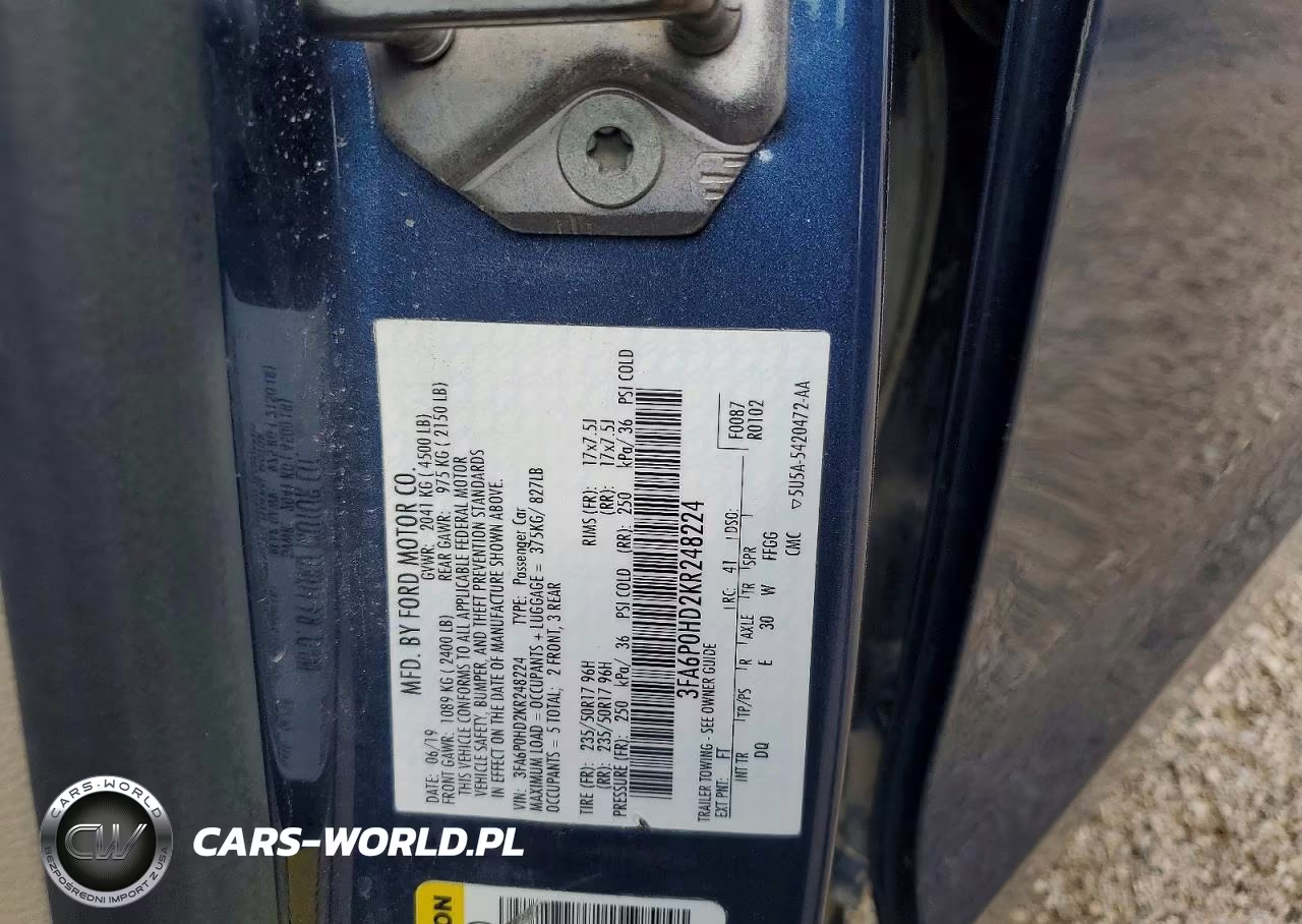 2019 Ford Fusion Se VIN:3FA6P0HD2KR248224 - 12