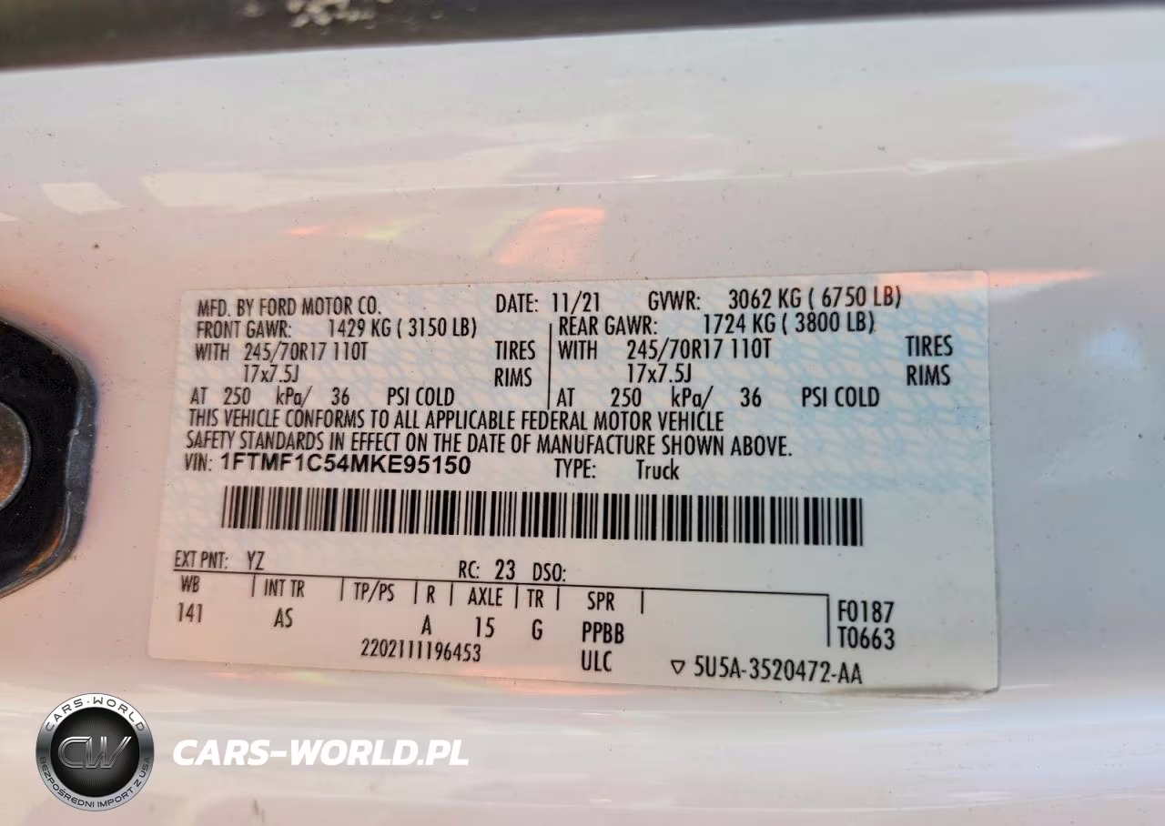 2021 Ford F150 VIN:1FTMF1C54MKE95150 - 12